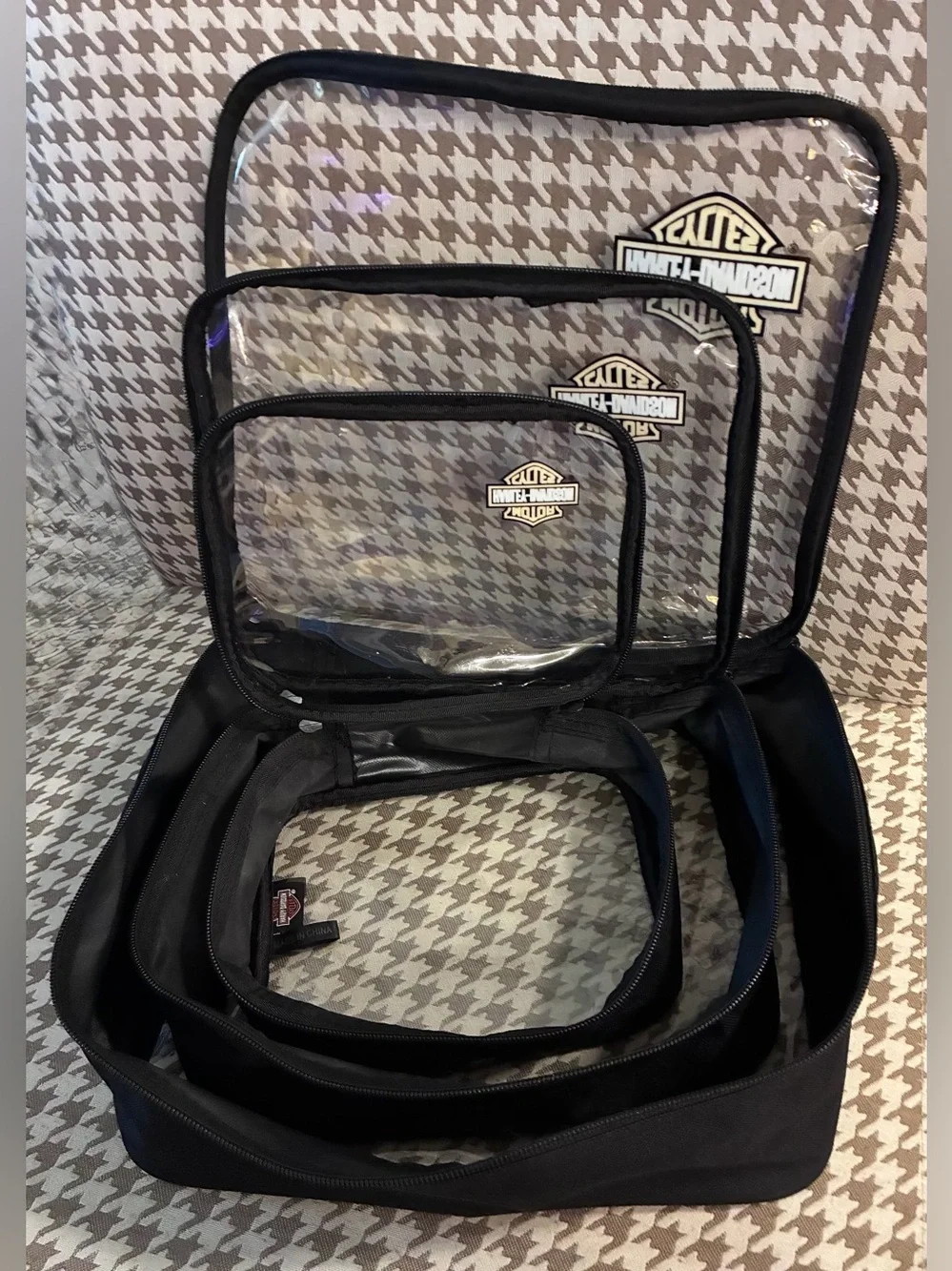 Harley-Davidson Set of 3 Packing Garment Clear Zipper Cubes